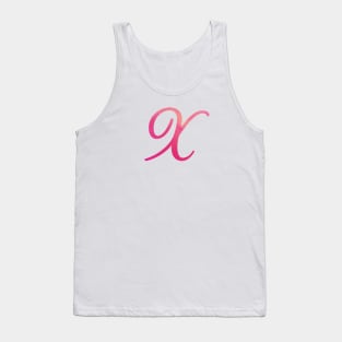 Letter X  Monogram, Pink Color Personalized Design Tank Top